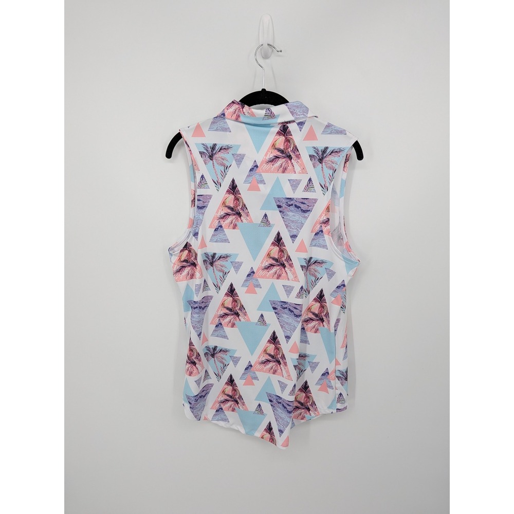 Bad Birdie Sleeveless Golf Polo in Pastel Pink, Light Blue, Lavender & White - Picture 5 of 6